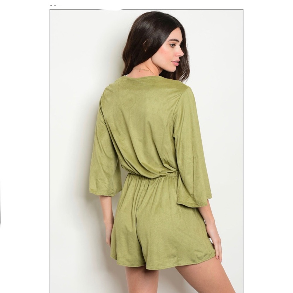 ✨LIGHT OLIVE ROMPER SUPER SOFT SUEDE LIKE FEEL ✨ - Picture 3 of 3